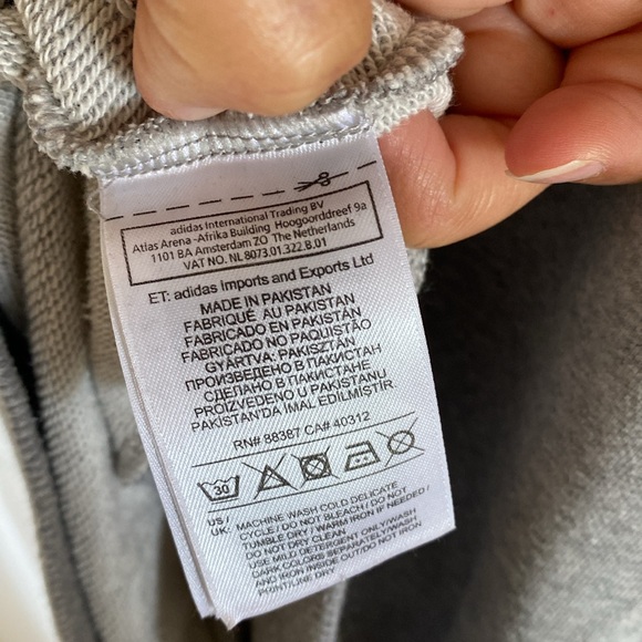 Adidas Grey Hoodie Sweatshirt - Picture 6 of 8